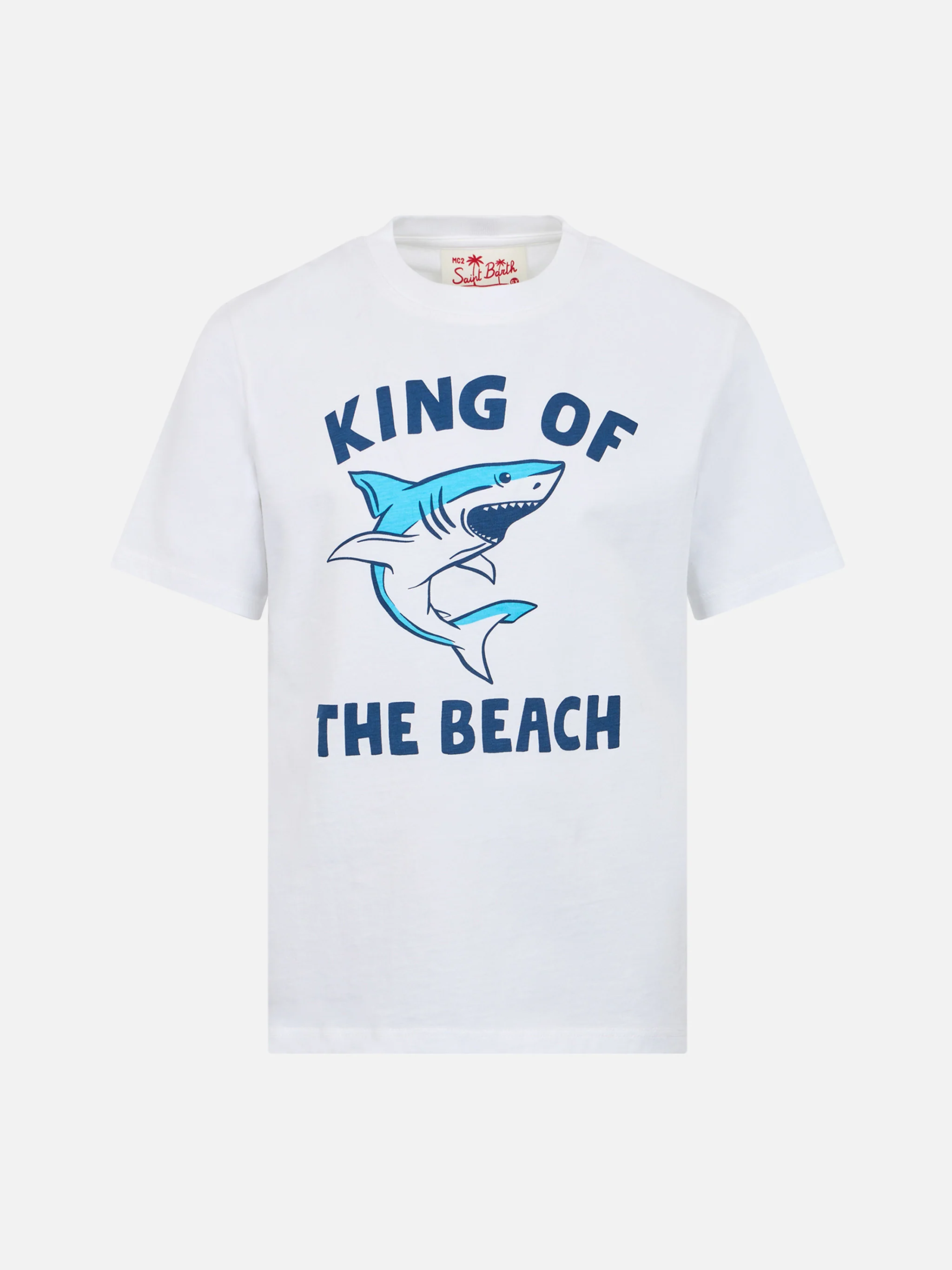 T-shirt van katoen met haaienprint van King of the Beach voor jongens