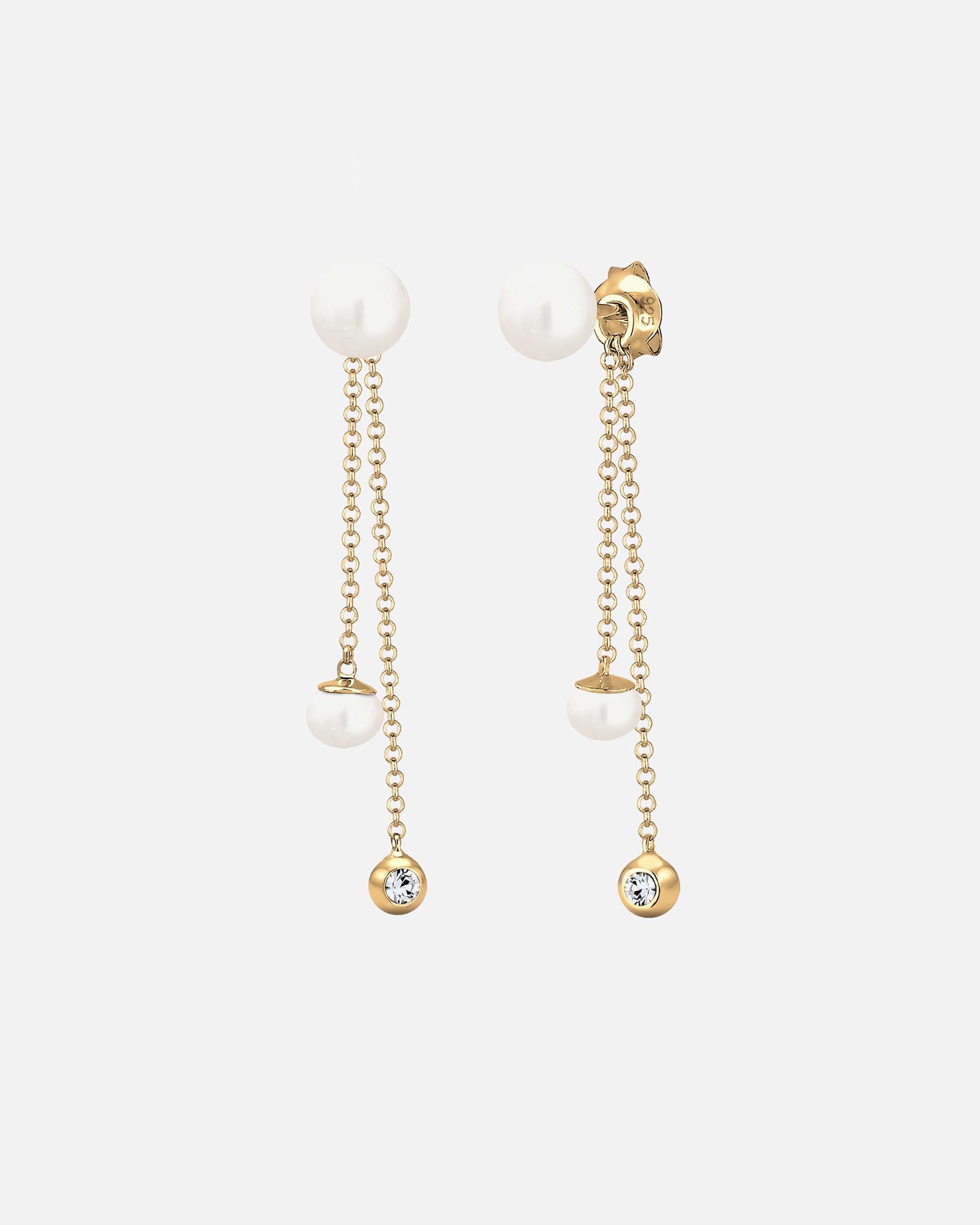 Elli Femmes Pendentif d'oreilles Elegant avec Perles de Culture d'Eau Douce et Cristaux en Argent Sterling 925