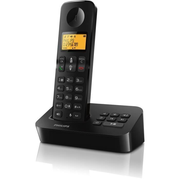 Teléfono inalámbrico - PHILIPS - D2651B/01 - Contestador automático - Pantalla de 1,6 pulgadas - Batería con autonomía de 16 horas