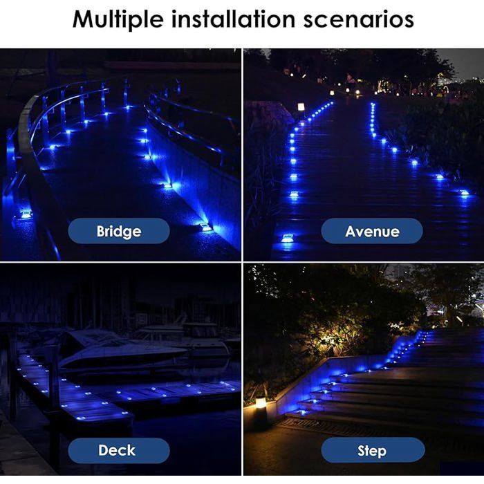 Éclairage pour Chemins Spot Solaire Exterieur Puissant IP68 Étanche Eclairage Escalier Exterieur Bleu Balise Solaire 6 Bl ECLAIRAGE