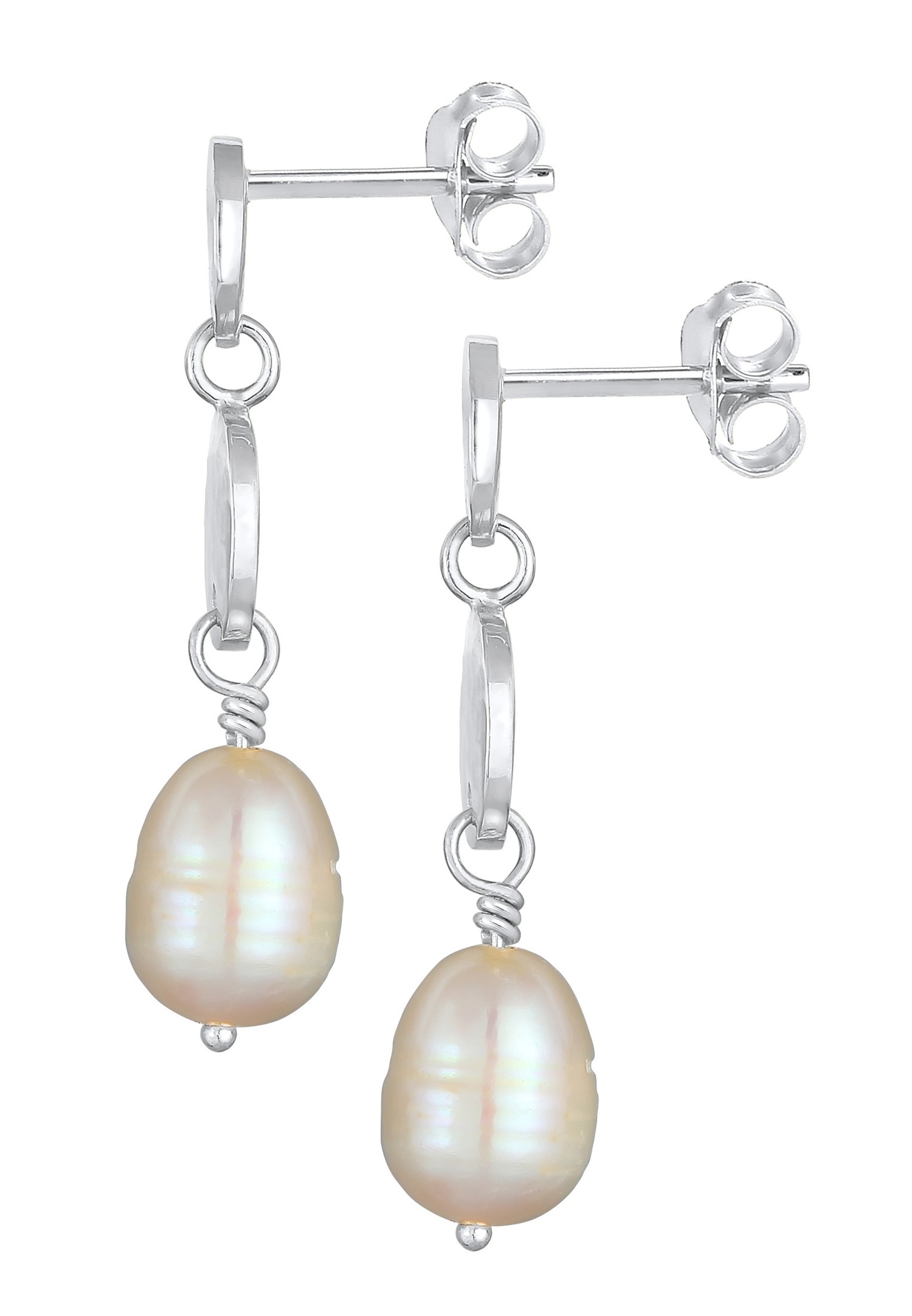 Elli PREMIUM goutte d'eau martelées baroques avec Perles de Culture d'Eau Douce en argent sterling 925 pour femme