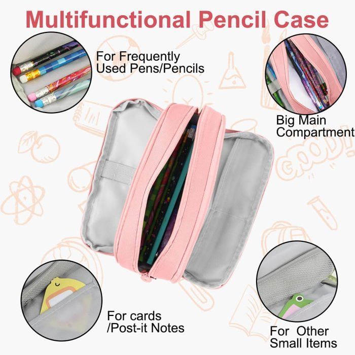 Trousse - Trousse garçon - Trousse fille - Trousses pour l'école - Grande trousse - Trousse à 3 compartiments - Organiseur pour
