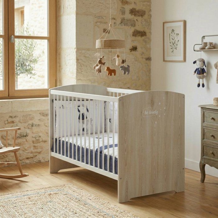 Lit bébé à barreaux - 120 x 60 cm - Babyprice Smile - Hêtre