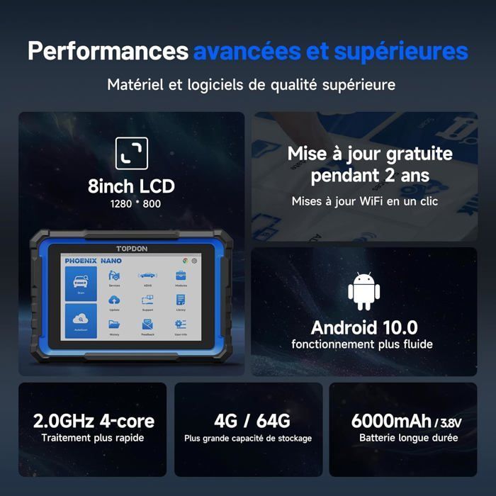 TOPDON Phoenix Nano Ferramenta de Diagnóstico Automotivo Multimarca, Codificação de ECU, Controle Bidirecional, Mais de 32 Funções de Reset