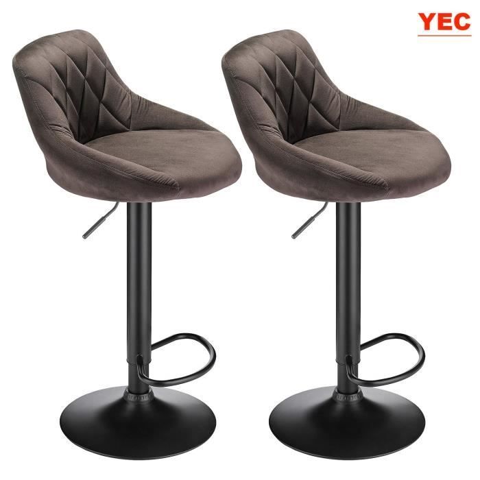 Tabouret de Bar Lot de 2 - YEC - Scandinave - Marron - Réglable en hauteur