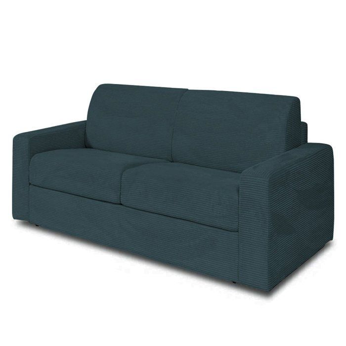 Sofá conversível MIDNIGHT express, 140cm, colchão de 16cm, veludo cotelê, azul zoom