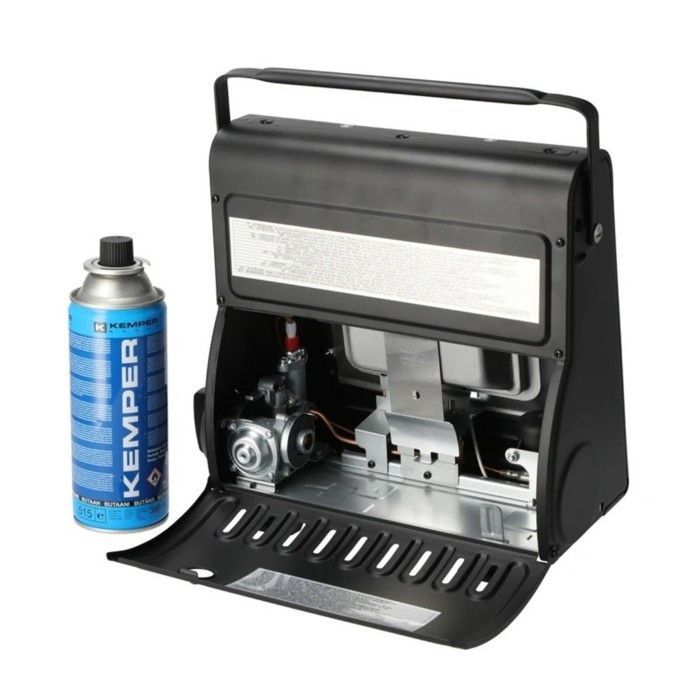 Chauffage à gaz portable Piezo 1700W à cartouche Systèmes Sécurité intégrés Autonomie 2h30 KEMPER