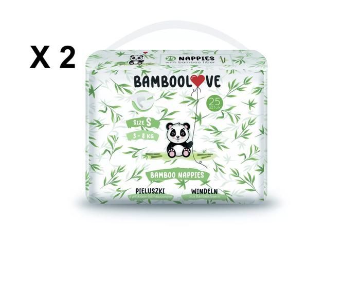Pannolini Bamboolove, taglia S (3-7 kg), 25 pannolini