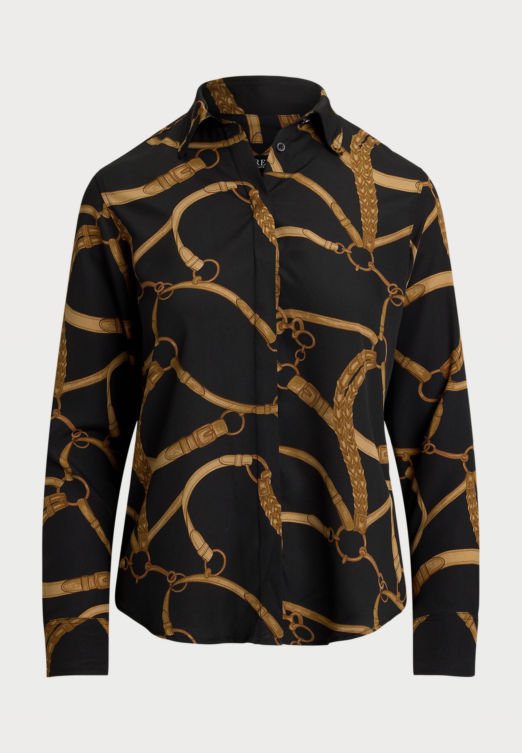 KOŠILE CLASSIC FIT S BELTING CREPE SHIRT - Halenka s knoflíky - black/brown