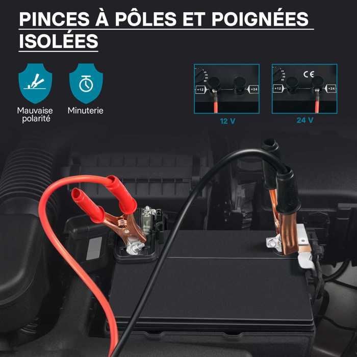 Cargador de baterías Wiltec Boost 630 – 12V y 24V – Carga para motocicletas, automóviles y vehículos de construcción – Carga rápida