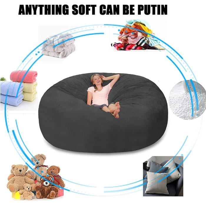 Sillón tipo puf de 7 pies para adultos, suave, mullido, resistente, lavable, puf gigante para uso en interiores y exteriores para niños y adultos (sin R[499]