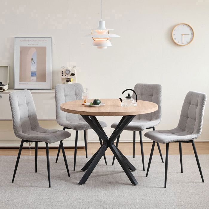 Chaises DOWISDOLY - Velours côtelé,Vintage,Gris (Lot de 4)