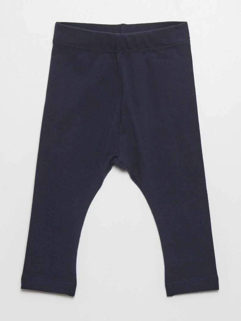 Leggings de punto jersey de color liso - AZUL