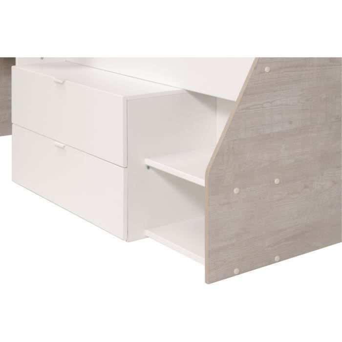Cama infantil combinada contemporánea PARISOT KIM - gris loft y blanco - 90 x 190 o 200 cm
