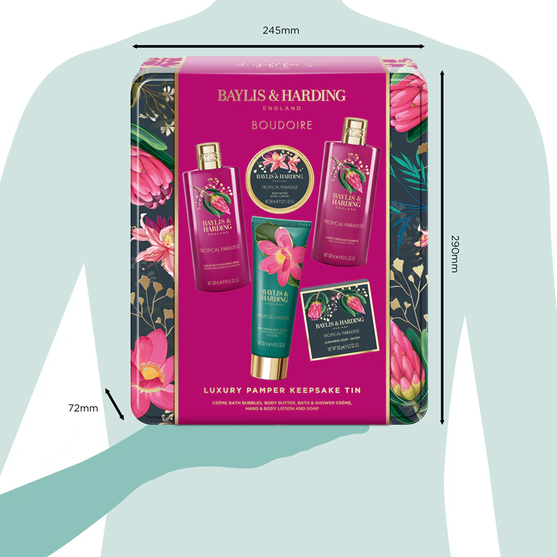 Conjunto de presente Baylis & Harding Boudoire Tropical Paradise em caixa de lata