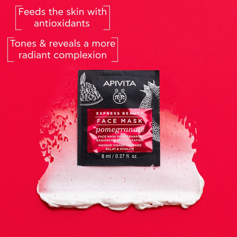 Apivita Express Beauty Revitalizing Face Mask revitalizing in posvetlitvena maska za obraz z granatnim jabolkom