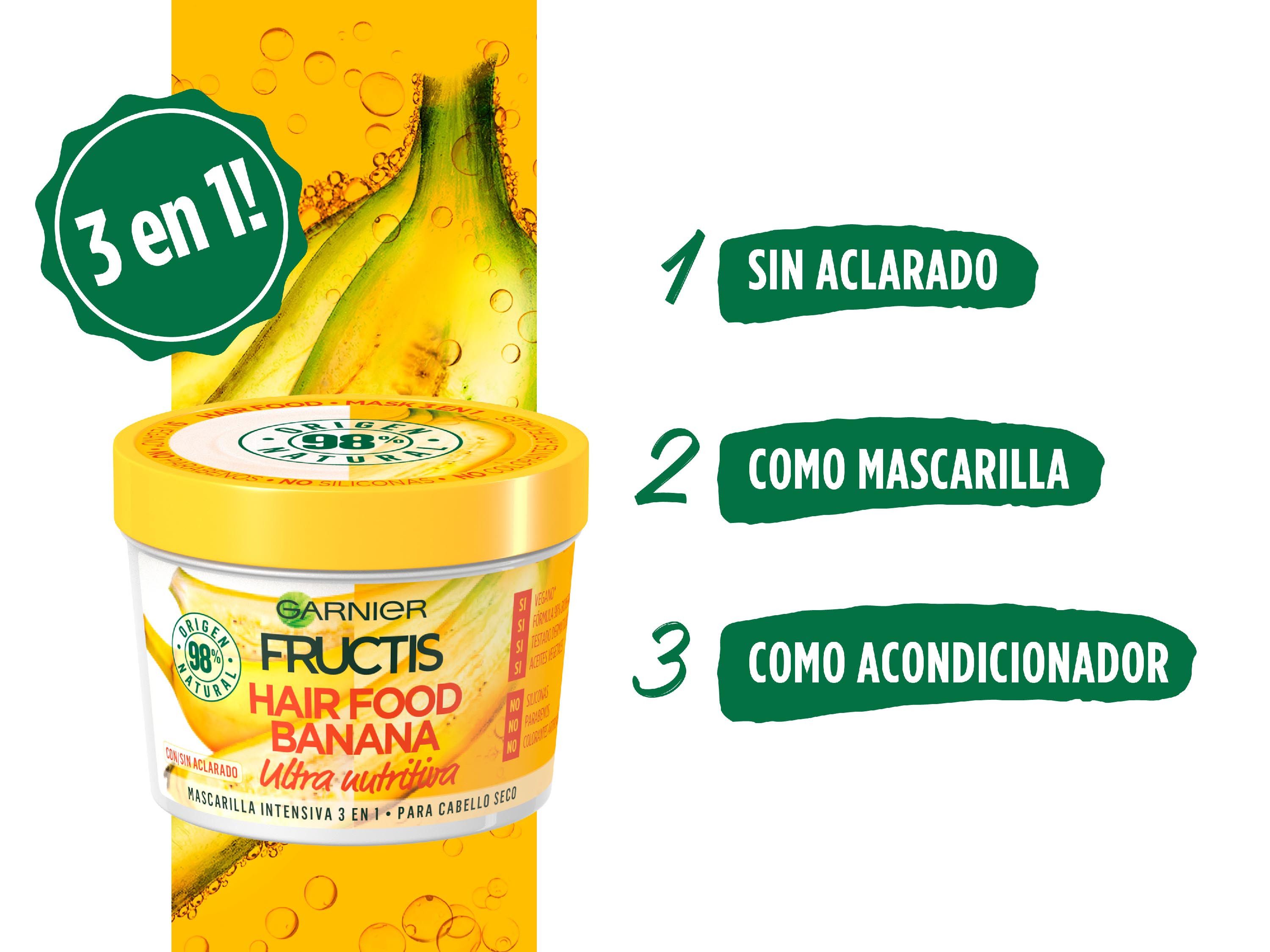 „Fructis Hair Food“ 3 viename bananų plaukų kaukė Kondicionieriai be silikono