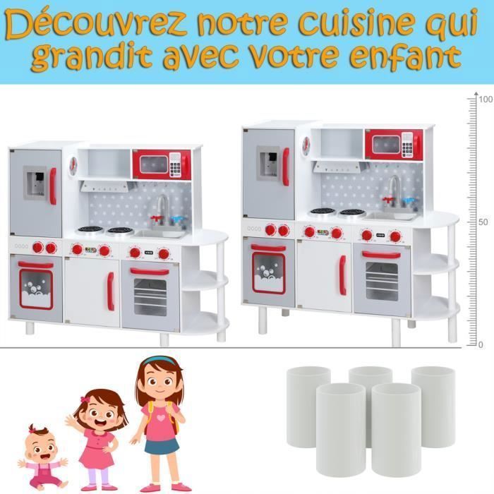 Wooden children's kitchen 91x33x86/92 cm play kitchen with adjustable height, 38 accessories, educational toy