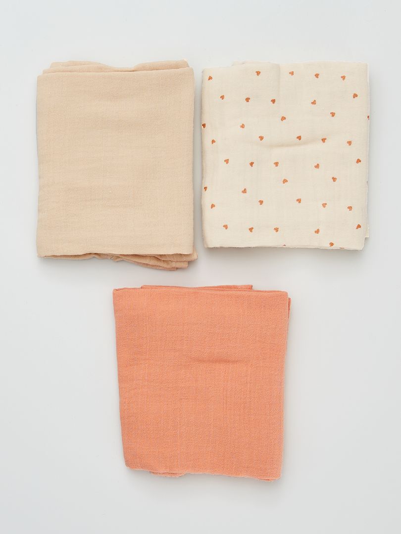 Conjunto de 3 paninhos de musselina - BRANCOS