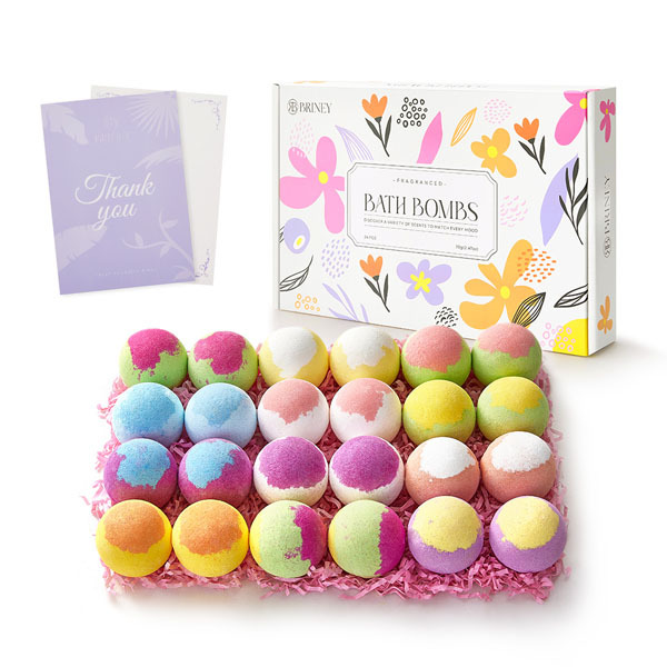 Livingandhome Cadeauset met 24 kleurrijke badbommen