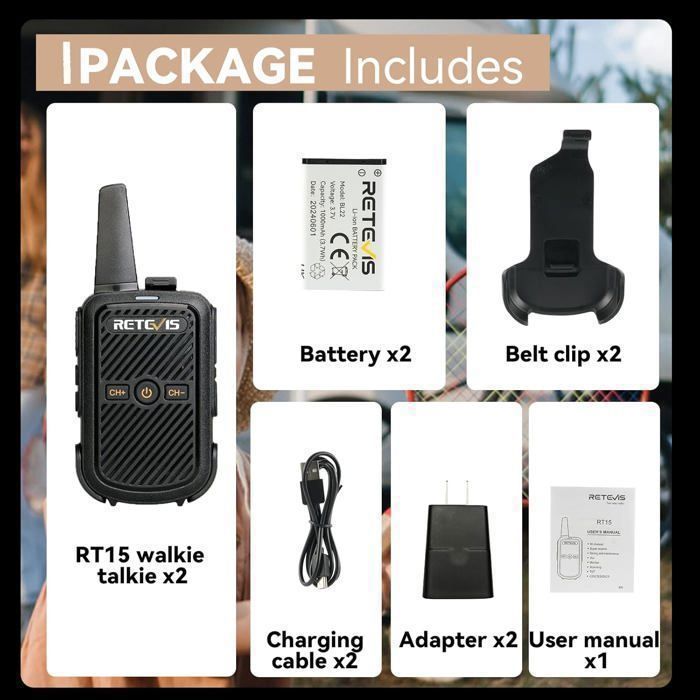 Walkie-talkie portátil profesional Retevis RT15, sonido nítido, VOX, mini radio bidireccional de largo alcance, regalo ideal para la familia.