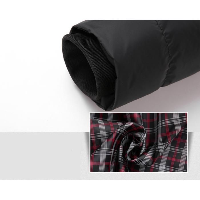 Jaqueta puffer casual masculina JINDING com capuz, parka grossa com zíper, preta, 100% poliéster.