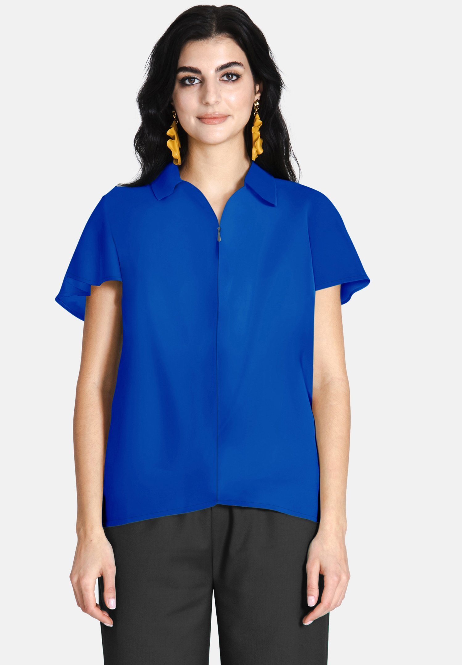 Jascha Stockholm blouse met knoopsluiting - kobaltblauw