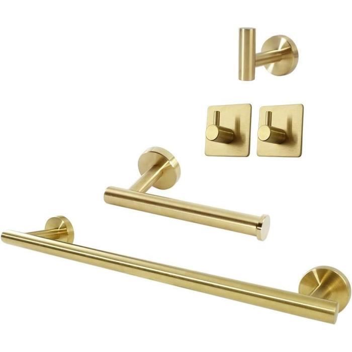 5-piece stainless steel bathroom accessory set, bathroom towel rack, gold
