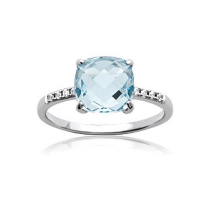 Anello solitario con pietra di topazio blu - BIJOUXIA - Argento sterling 925