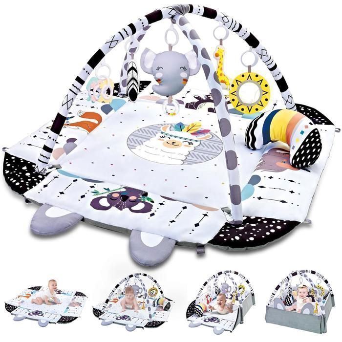 Tappetino da gioco per neonati, 2 in 1, educativo, box, dalla nascita, per la cameretta del bambino, con accessori