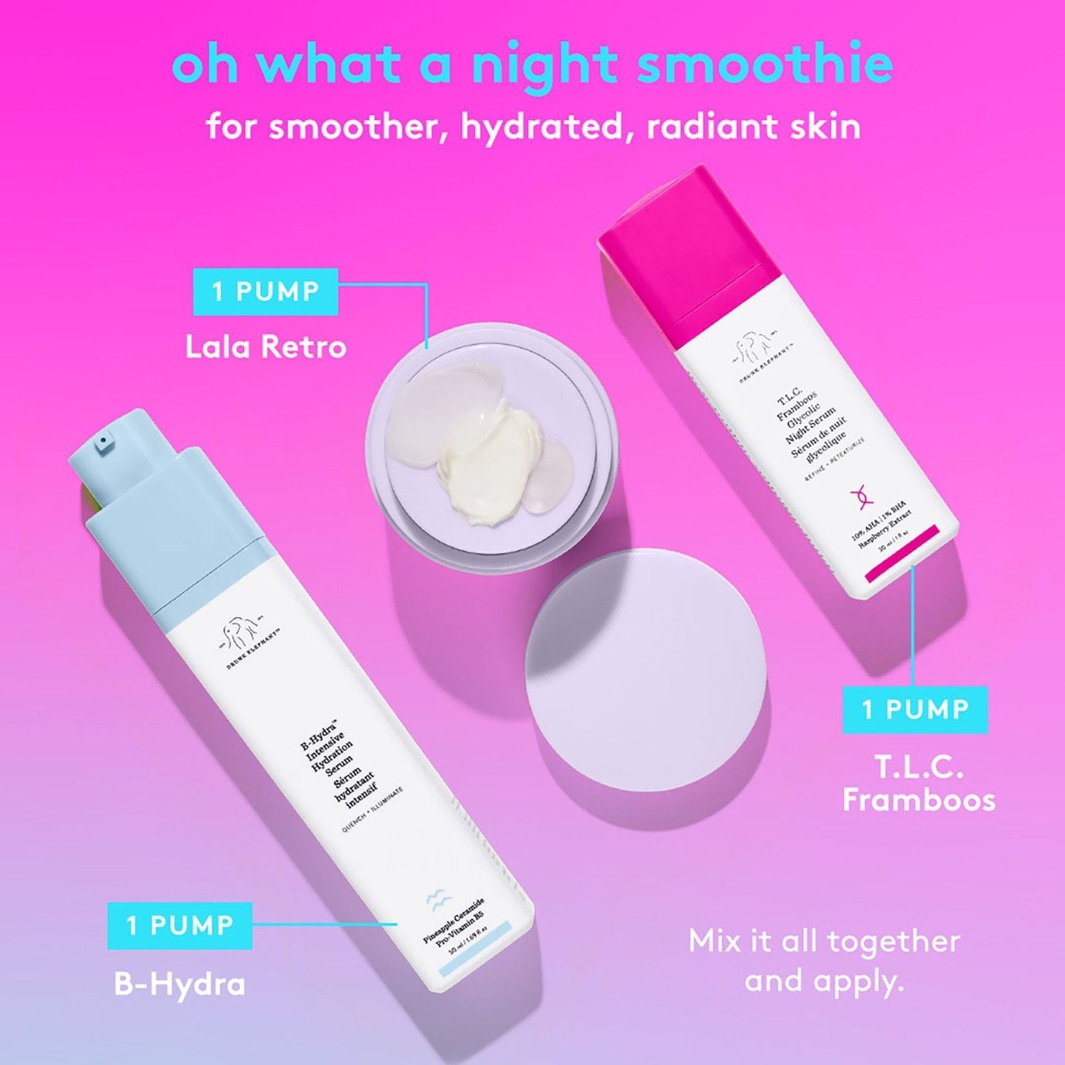 Drunk Elephant hidratantni serum TLC Malina glikolni noćni serum - 30 ml