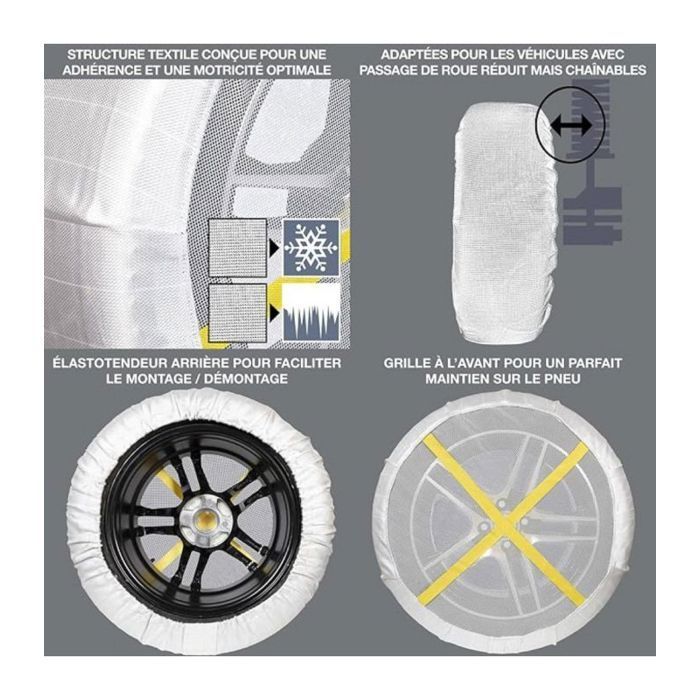 Calza da neve invernale ultra resistente e ad alte prestazioni per pneumatici 225/60R13, in pile, 0G76-PRSC-13