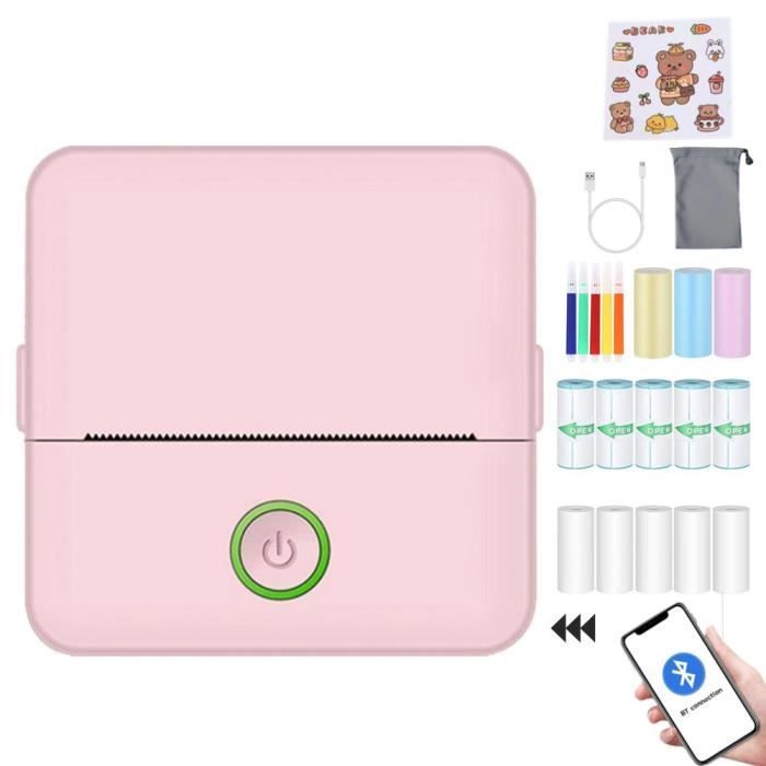 Impressora térmica portátil 2windeal® Mini, sem tinta e com Bluetooth, inclui 13 rolos de papel para recados, fotos e projetos DIY, na cor rosa.