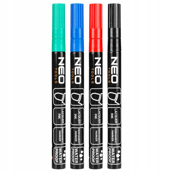 Marker budowlany 4 kolory permanentny wodoodporny 4szt. NEO