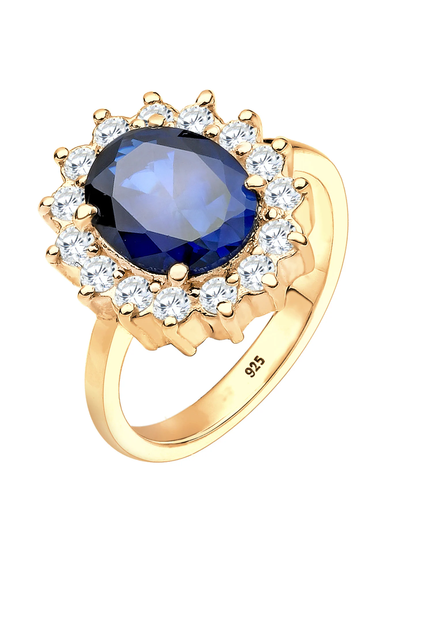 Elli Femmes Cocktail Royal avec Saphir Synthétique et Zirconium en Argent Sterling 925