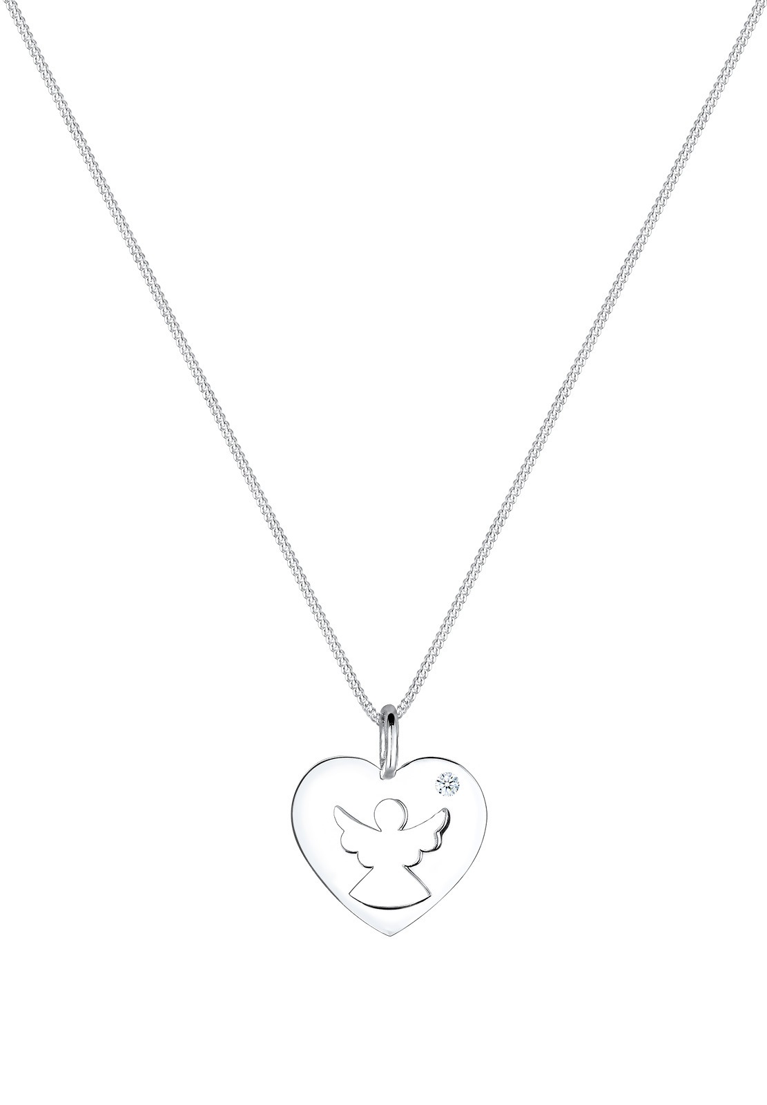 Elli DIAMONDS Femme Coeur Ange Gardien Diamant (0.03 ct.) - (925/1000) Argent