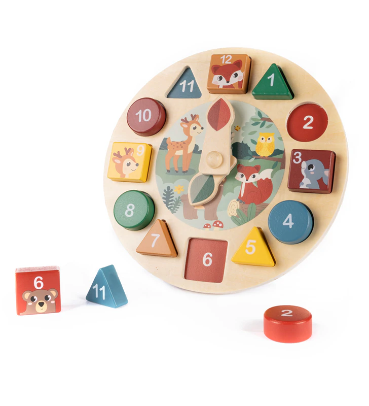Zopa houten klok, educatief speelgoed gemaakt van hout.