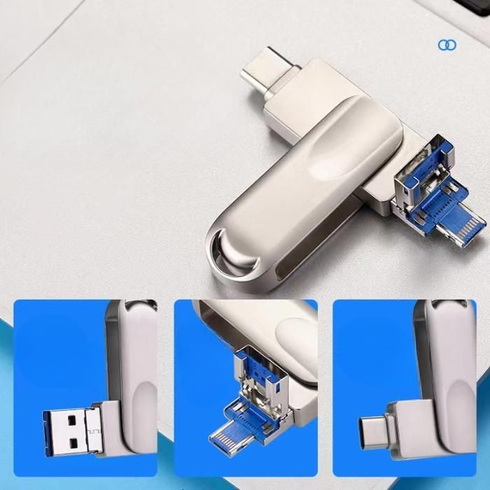 512 GB 4-in-1 USB-Stick mit drehbarem Stecker (USB 3.0, Lightning, USB-C, Micro-USB) – PASHASHOP
