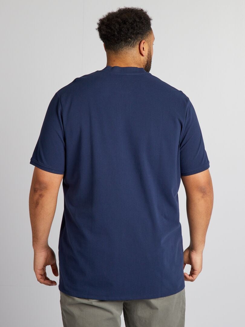 Polo piqué de algodão - azul marinho
