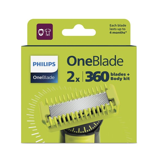 Lame de rezervă Philips OneBlade QP624/50 360 + kit corp<br>2 bucăți