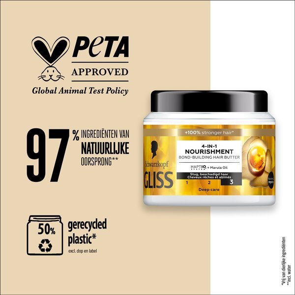 Gliss 4-v-1 vyživujúca maska na vlasy pre budovanie väzieb<br>400ml