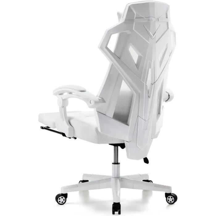 Sedia da ufficio ergonomica, sedia da gaming, stile tecnologico, braccioli sincronizzati, regolabile in altezza (bianca)