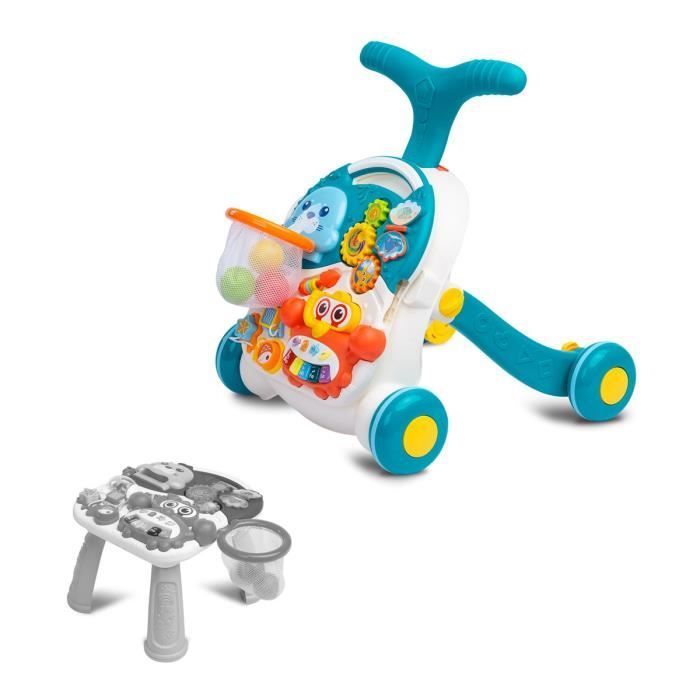 Andador de actividades 3 en 1 CARETERO - Turquesa - Mesa multifuncional interactiva