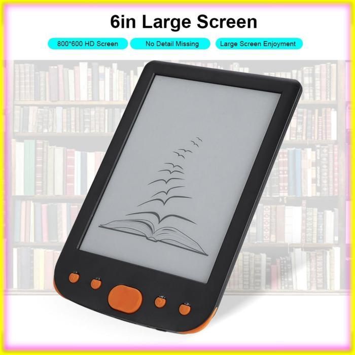 Keenso BK-6025L Lector de libros electrónicos portátil de 6 pulgadas y 8 GB, compatible con tarjeta TF, retroiluminación de pantalla, tableta para ordenador, color naranja.