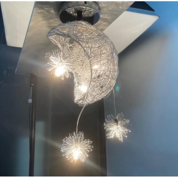 Lámpara colgante UNI Contemporary con diseño de luna y estrella, luz blanca cálida, 20 cm.