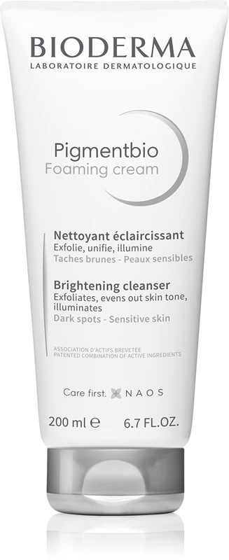 Bioderma Pigmentbio putojošais krēms ir krēmīgas putas, kas dziļi attīra un piešķir balinošu efektu.