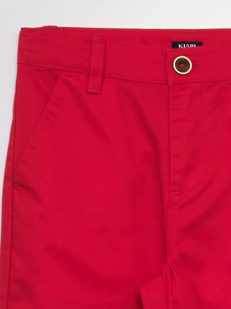 Calça chino de cor sólida - vermelha