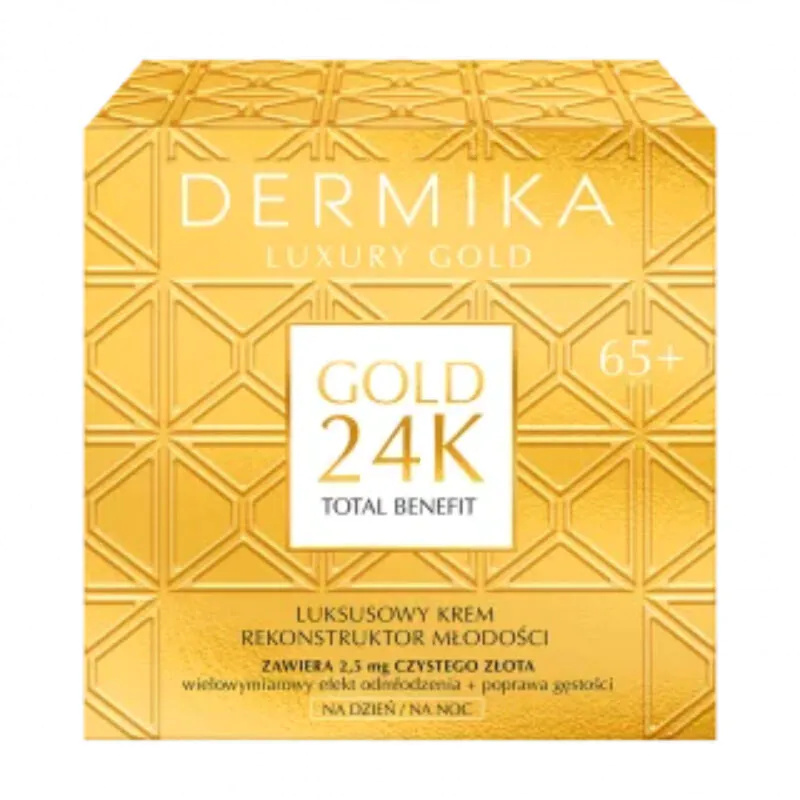 Dermika Luxury Gold 24k Luksusowy krem Rekonstruktor Młodości 65+ dzień/noc