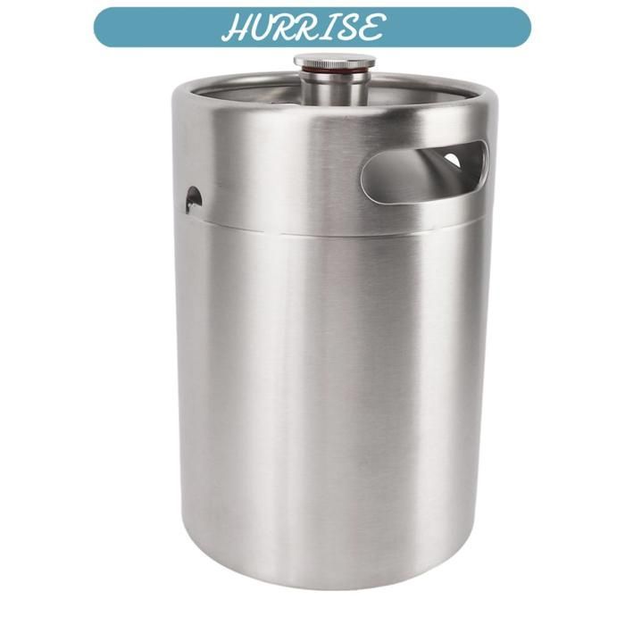 Minibarril de cerveza presurizado de acero inoxidable de 5 litros con válvula dispensadora de manómetro de 60 psi, para uso en bares domésticos.