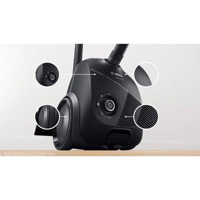 Aspiradora cilíndrica con bolsa - BOSCH BGLS2BA1H Serie 2 - 600 W - Capacidad de bolsa de 3,5 L - Microfiltro lavable